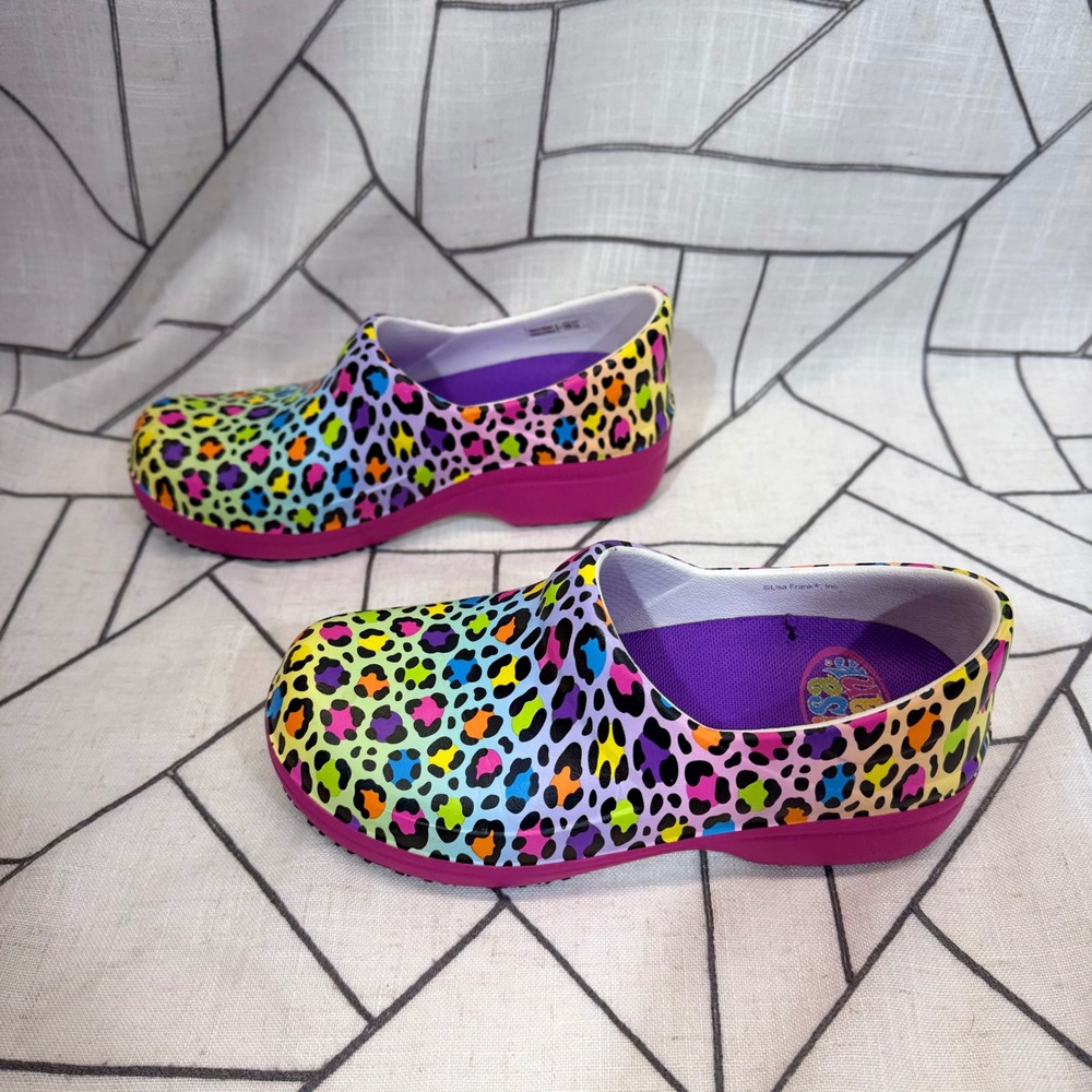 Crocs Lisa Frank Neria Pro II Clog Size 5 Womens Rainbow Leopard Slip Resistant - Picture 6 of 11